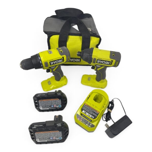 Ryobi 18V ONE+ Drill PCL206 & Impact PCL235 Kit w/2 Batteries, Bag, (SPG066431)