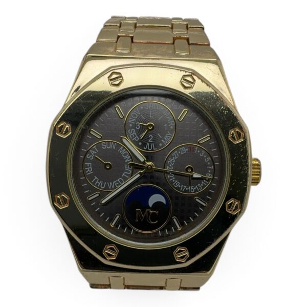 MC Model MC-742X Gold-Tone Multi-Function Quartz Wristwatch, 6.25" (SPG066589)