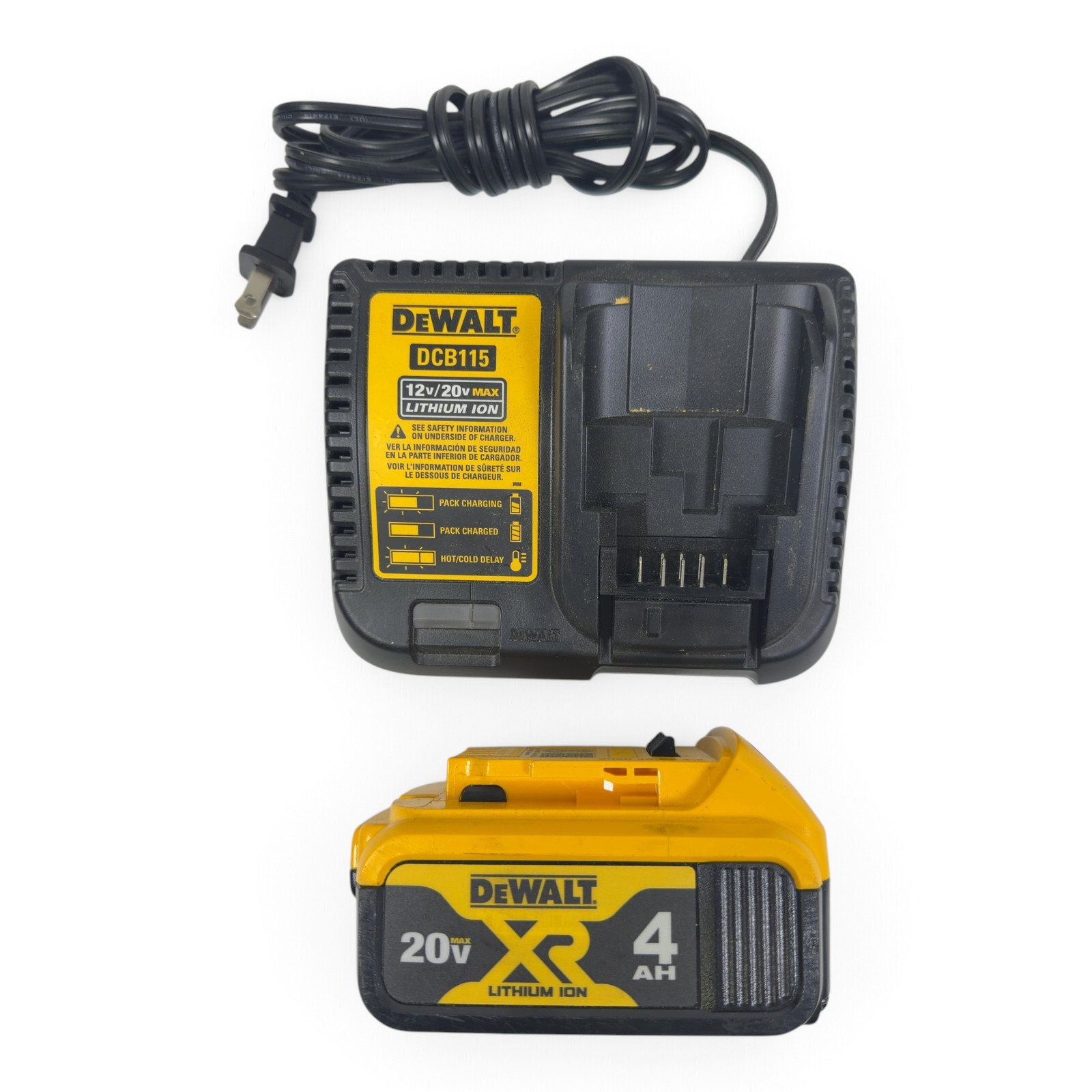 DeWalt DCB115 12V/20V Charger & DCB204 20V MAX XR 4.0Ah Battery Combo