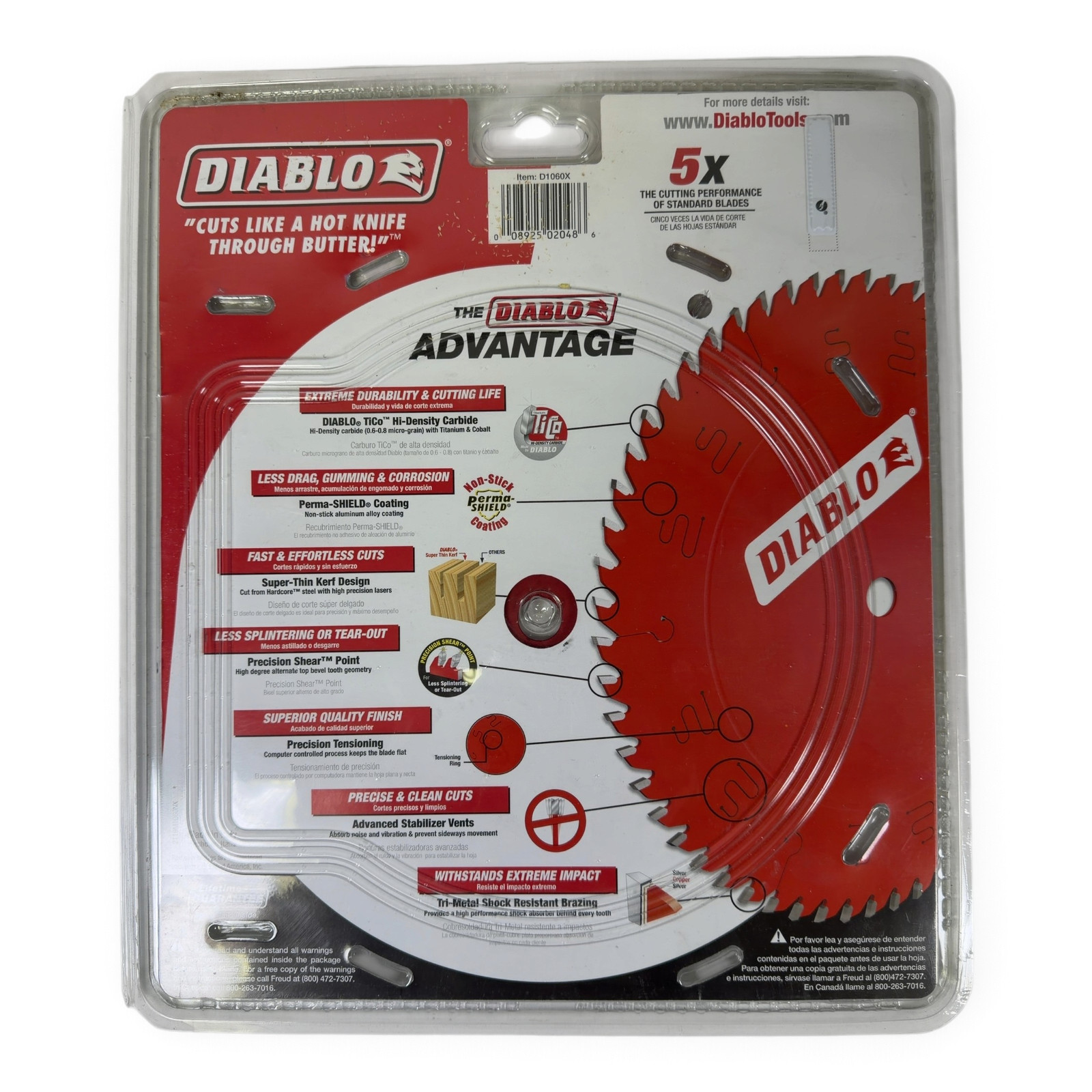Diablo D1060X 10" 60T Fine Finish Saw Blade – Opened Package, Unused