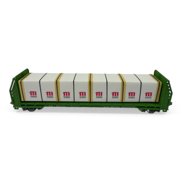 Con-Cor N 60' Bulkhead Flatcar BN 624155 Masonite Load w/Box & Insert
