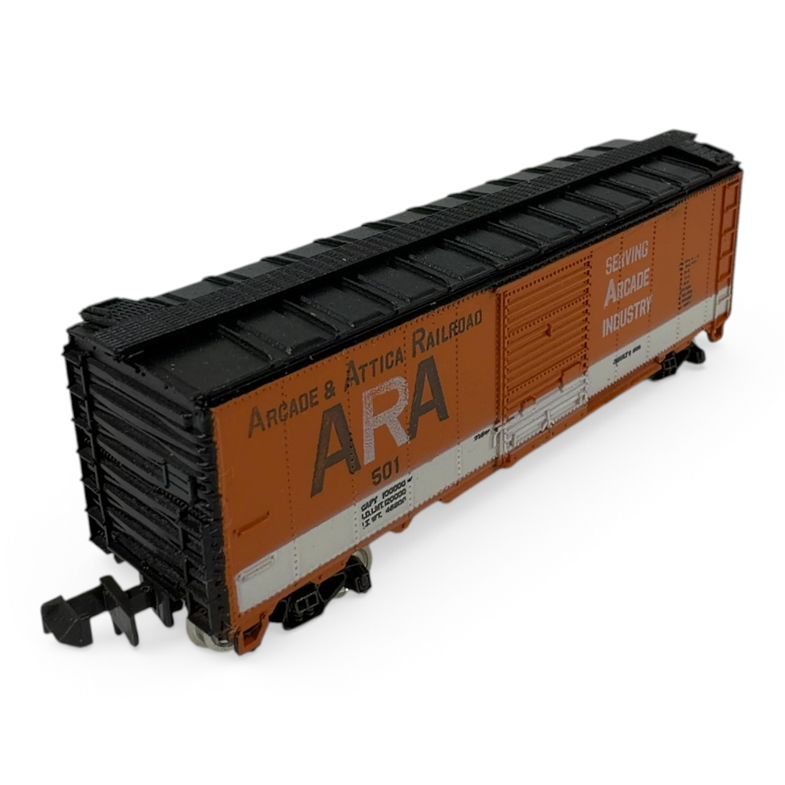 Con-Cor N Scale Arcade & Attica Railroad ARA 501 Boxcar 1001-T w/ Box
