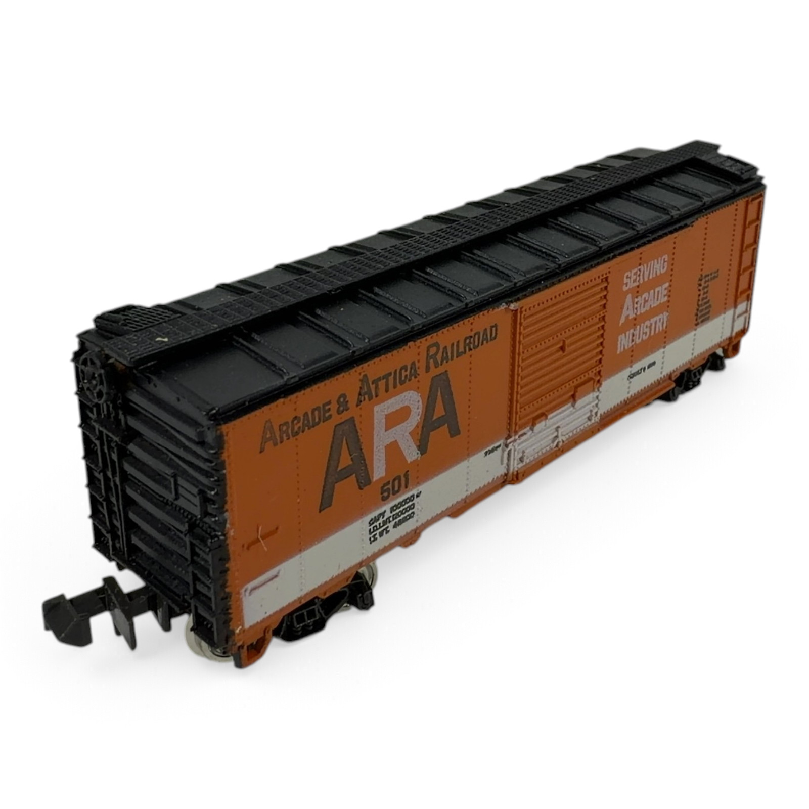 Con-Cor N Scale Arcade & Attica Railroad ARA 501 Boxcar 1001-T w/ Box