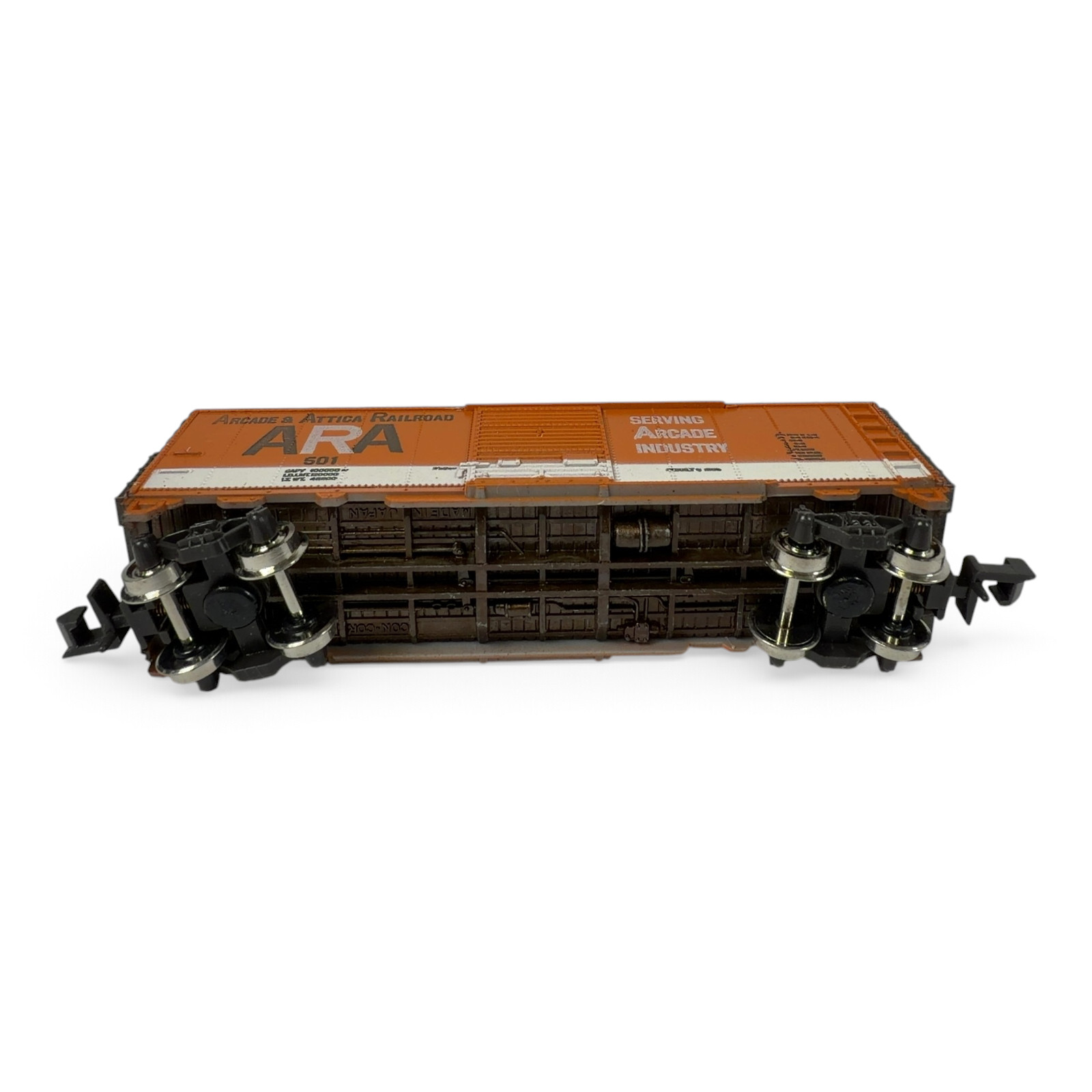 Con-Cor N Scale Arcade & Attica Railroad ARA 501 Boxcar 1001-T w/ Box