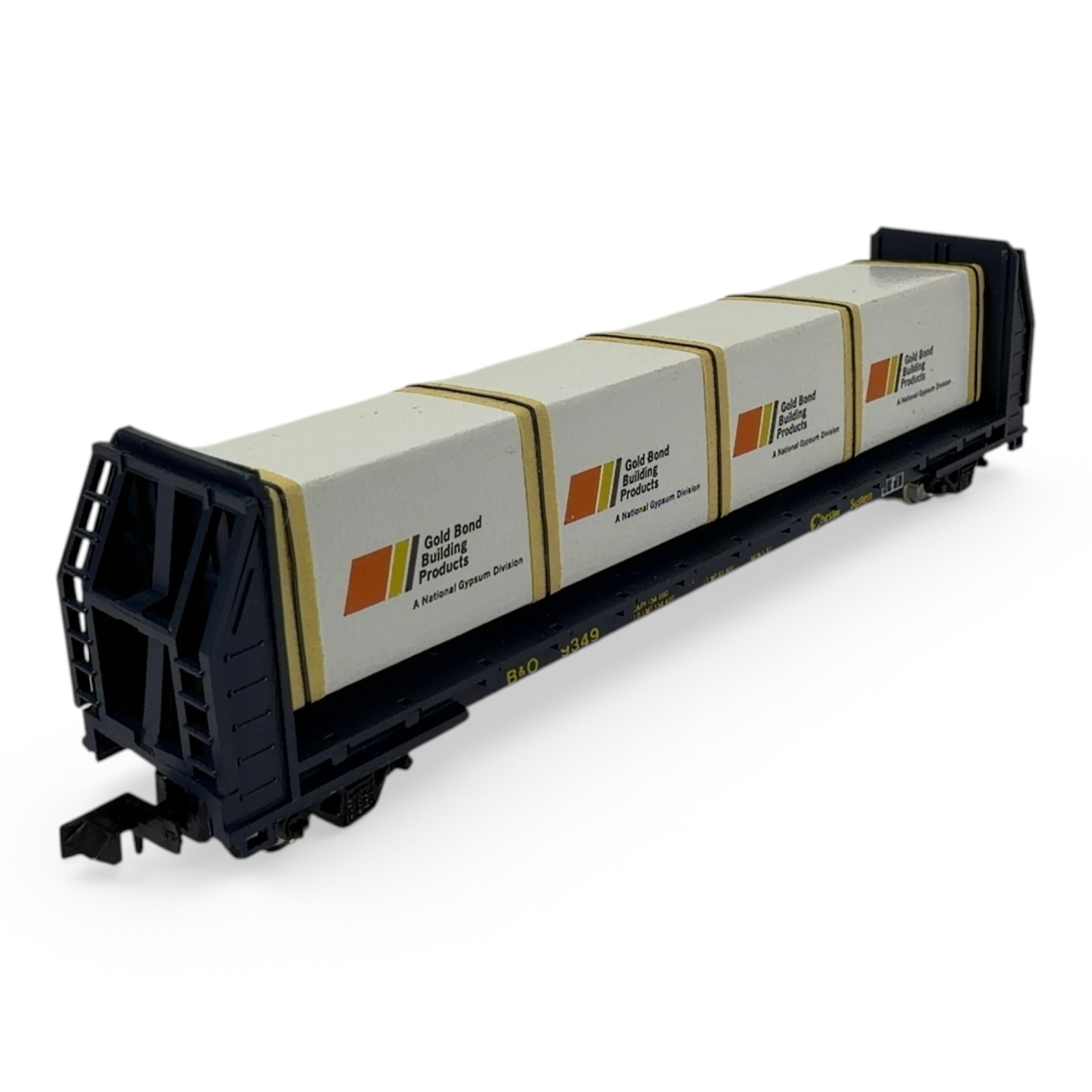 Con-Cor #0001-1221C 60' Bulkhead Flat Train Car Chessie System Gold Bond