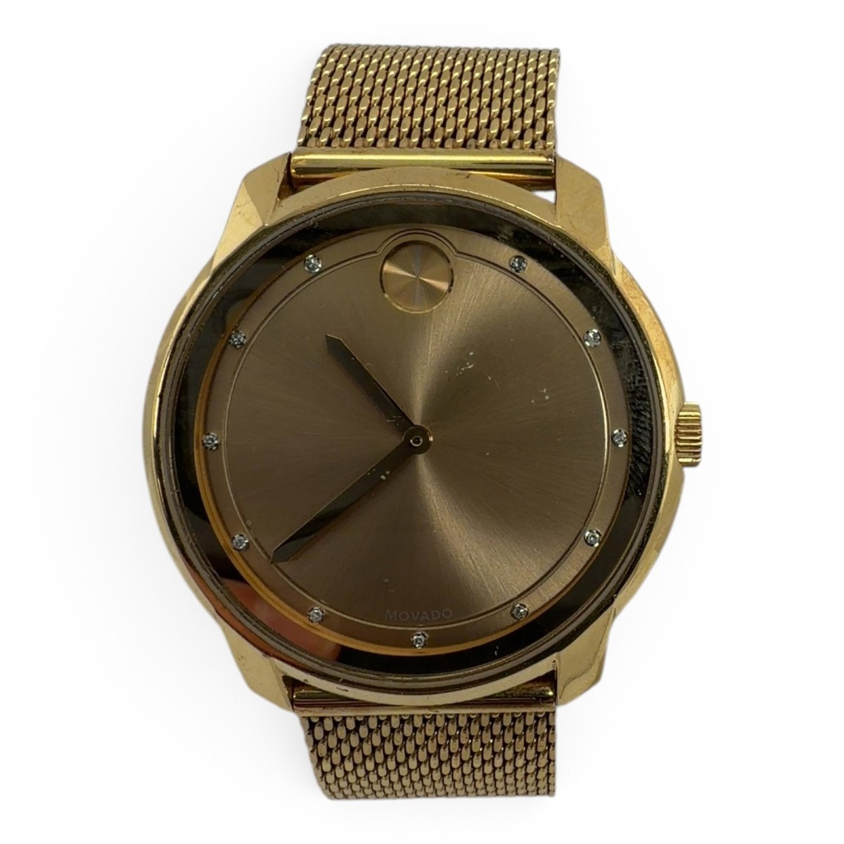 Movado BOLD MB.0113.4.6294 Gold-Tone Mesh Quartz Watch w/ New Batt (SPG066590)