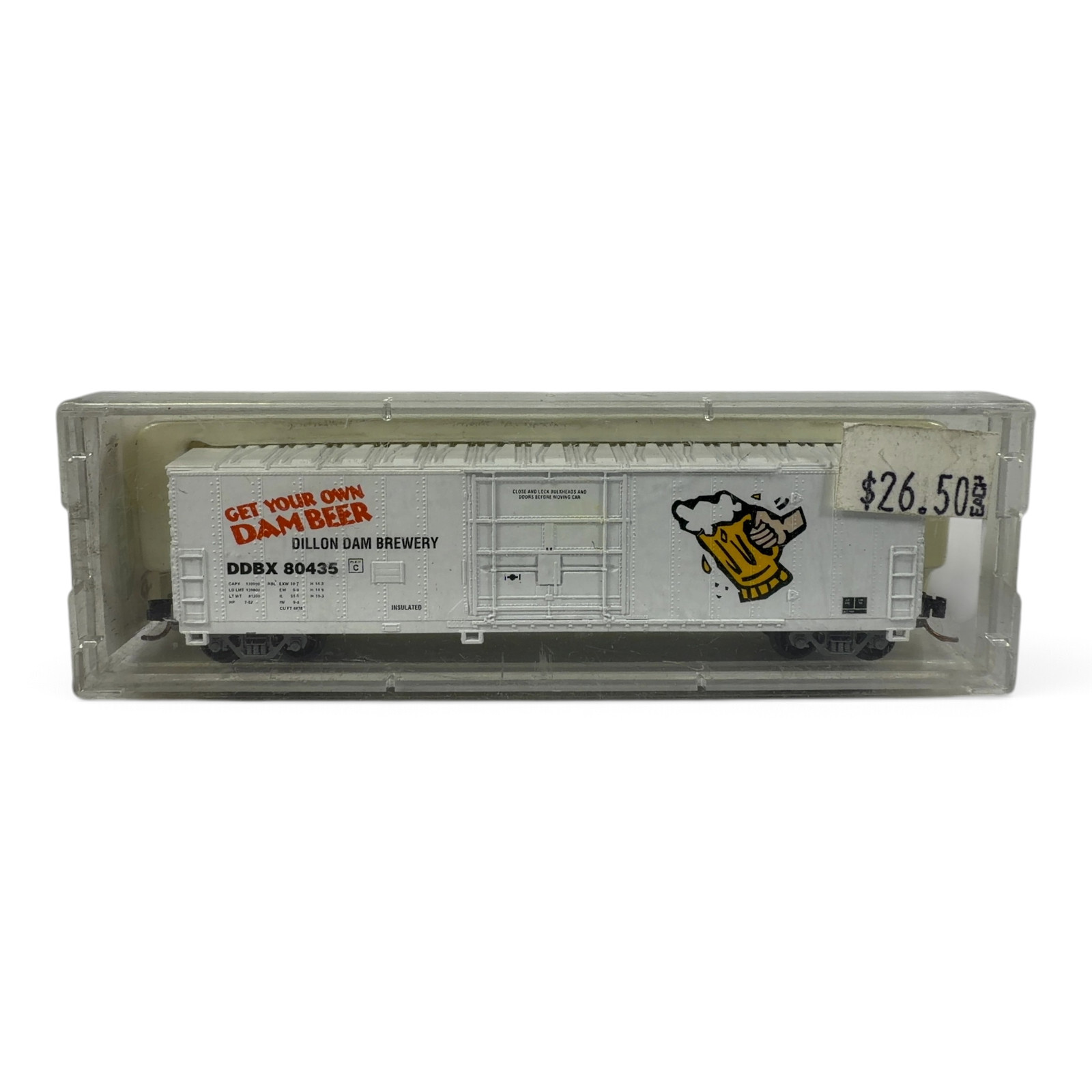 Aztec HO Boxcar DDBX 80435 'Get Your Own Dam Beer' Dillon Dam Brewery w/ Case