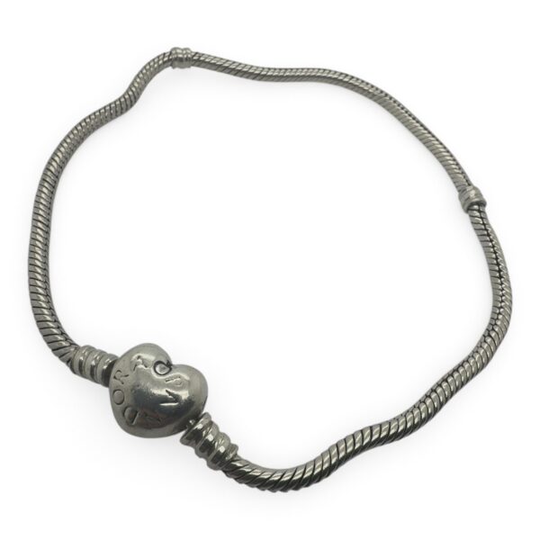 Pandora Heart Clasp Snake Chain Bracelet ~9" Silver Tone – Good Cond (SPG066448)