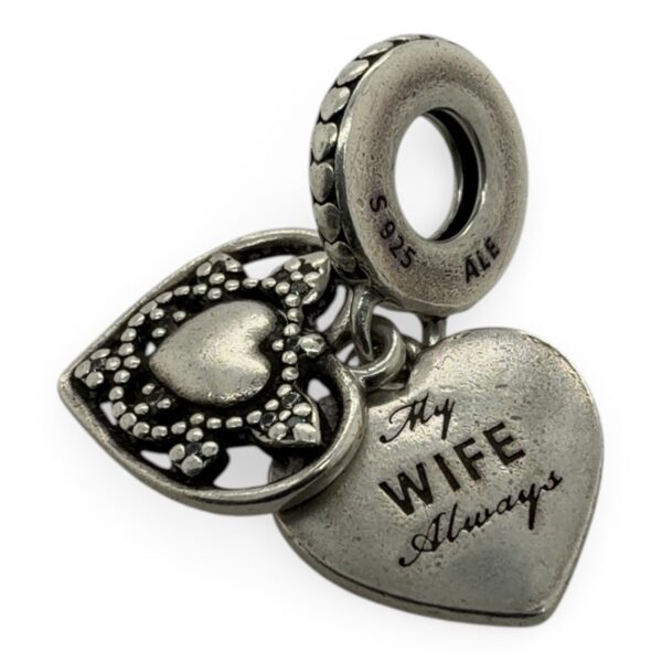 Pandora S925 ALE 'My Wife Always' Heart Dangle Charm – Sterling (SPG066428)