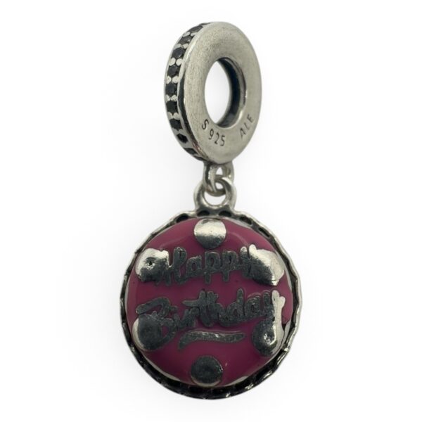 Pandora Sterling Silver 'Happy Birthday' Dangle Charm S925 ALE (SPG066462)