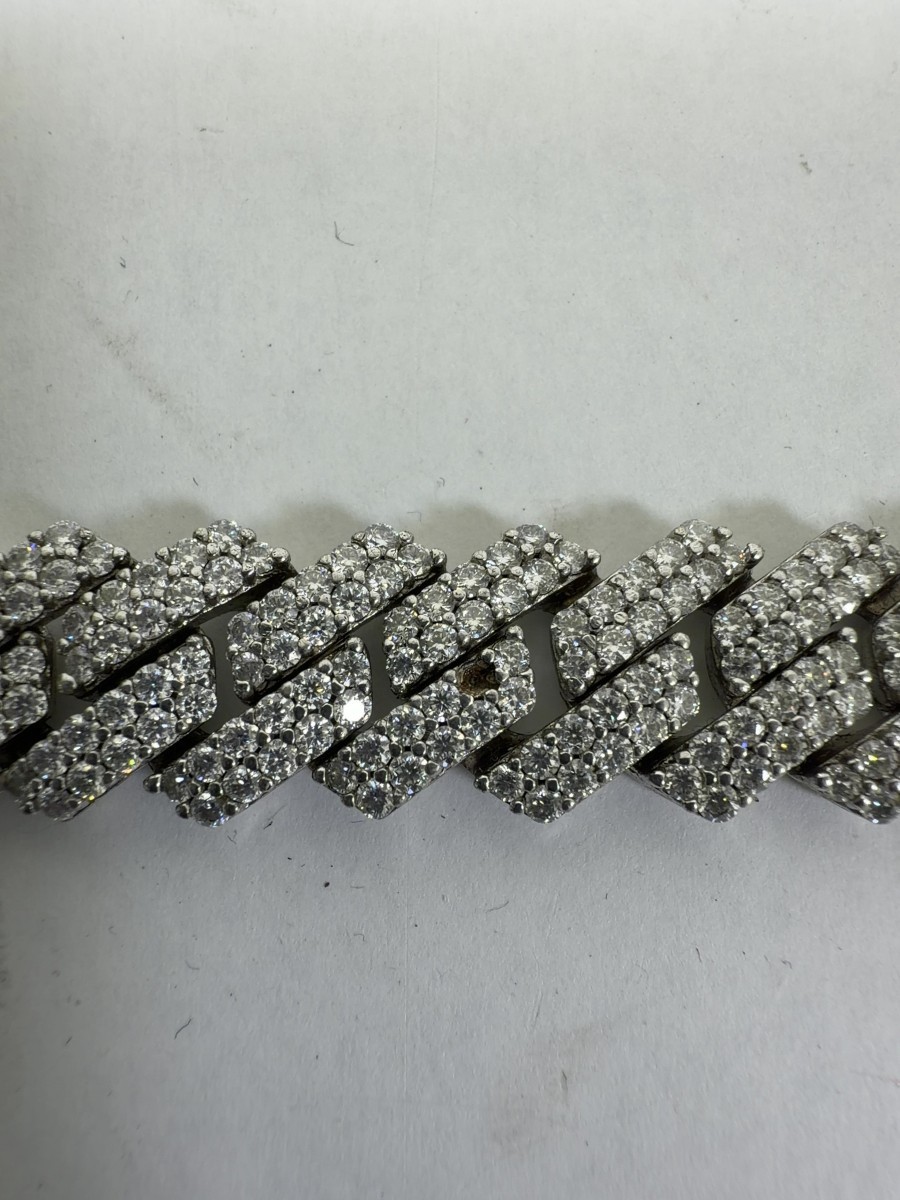 Gani The GUU Shop S925 24" Sterling Cuban Link Moissanite Chain, 102 (SPG066597)