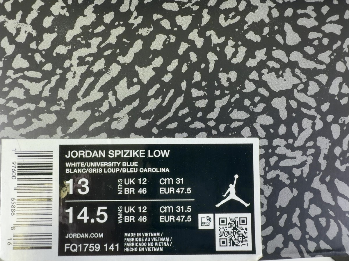 Jordan Spizike Low White/University Blue Size 13 w/ Box (FQ1759-141) (SPG066604)